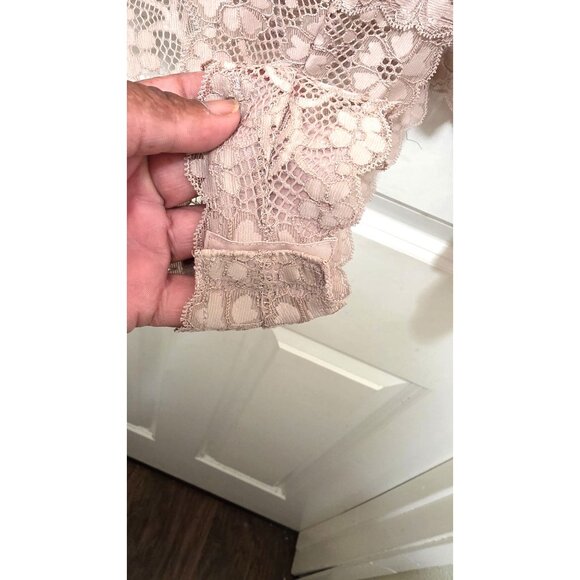 Intimately Free People Floral Print Button-Down Bodysuit Lace Detail & Ruffled S - Picture 3 of 8